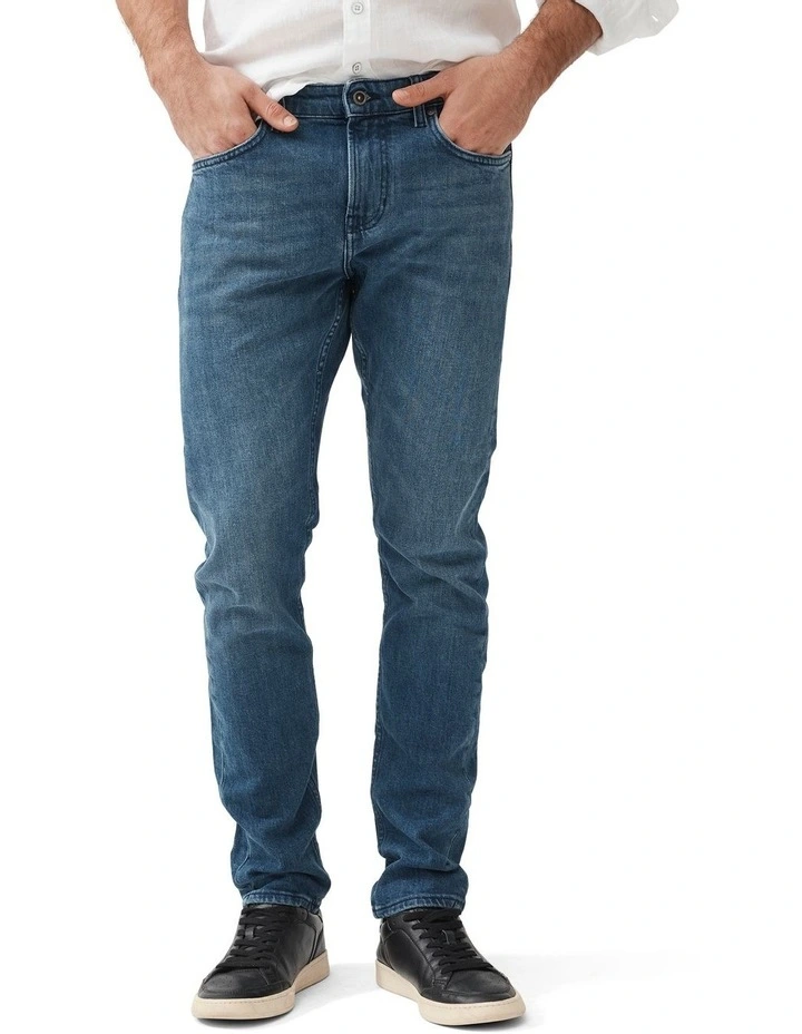 Oaro Slim Fit Italian Denim Regular Leg Jeans in Bright Blue