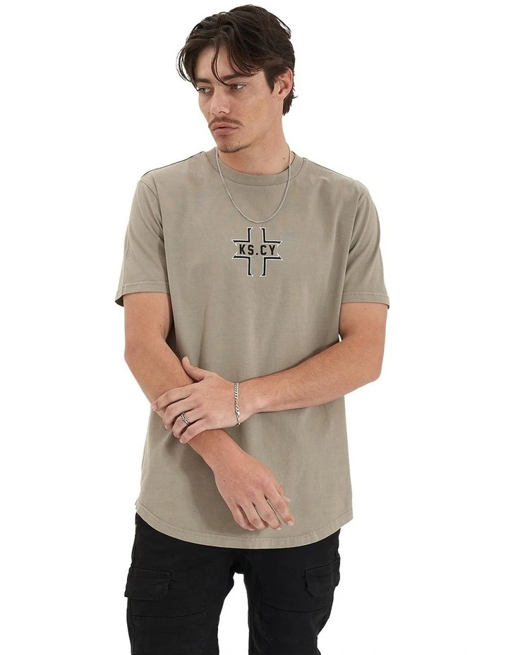 Flame Dual Curved Tee in Pigment Elephant Green