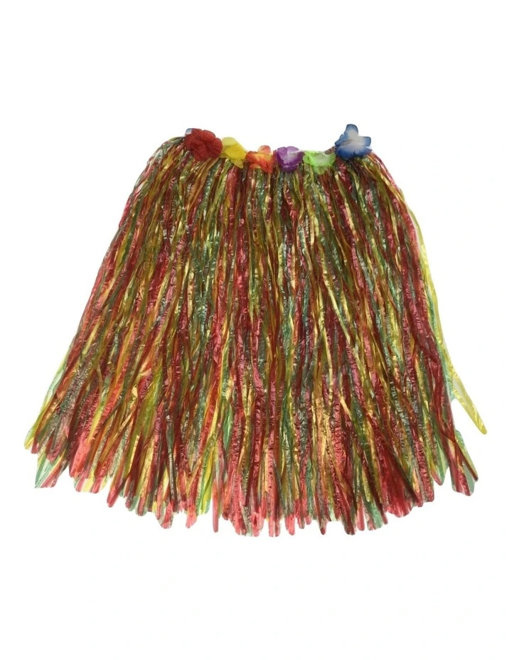 Hawaiian Hula Skirt Tropical Dress Lei Grass Flower Party 60Cm in Multi
