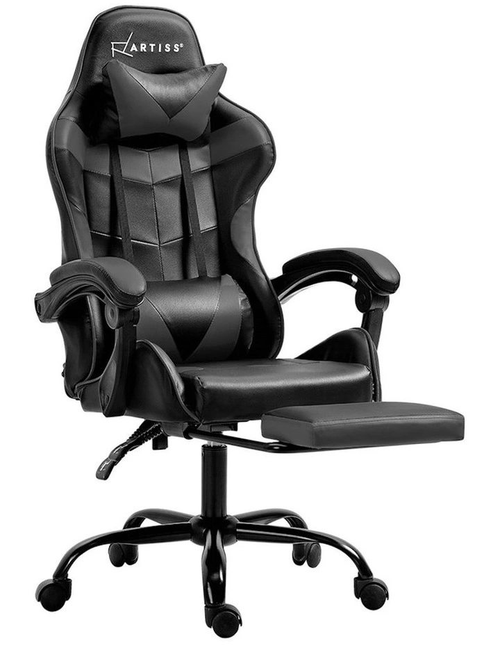 Gaming Office Recliner Footrest Chair in Grey