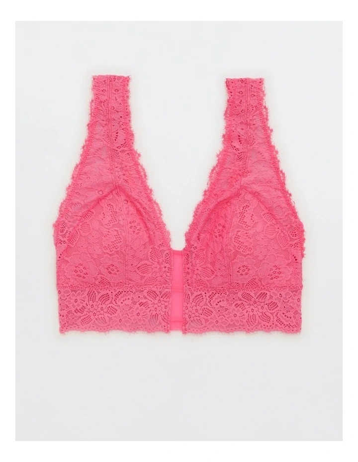 Eyelash Lace Padded Plunge Bralette in Coral Sun