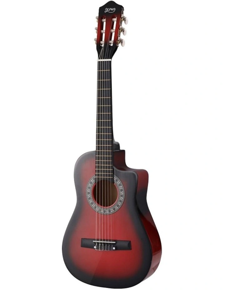 34 Inch Classical Guitar Wooden Body Nylon String With Stand in Red