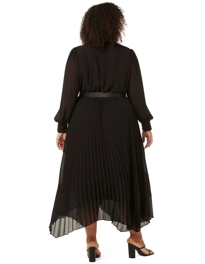 Misha Pleated Midi Dress in Blue