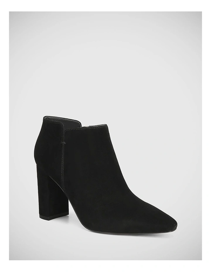 Helenna Suede Leather Ankle Boot in Black