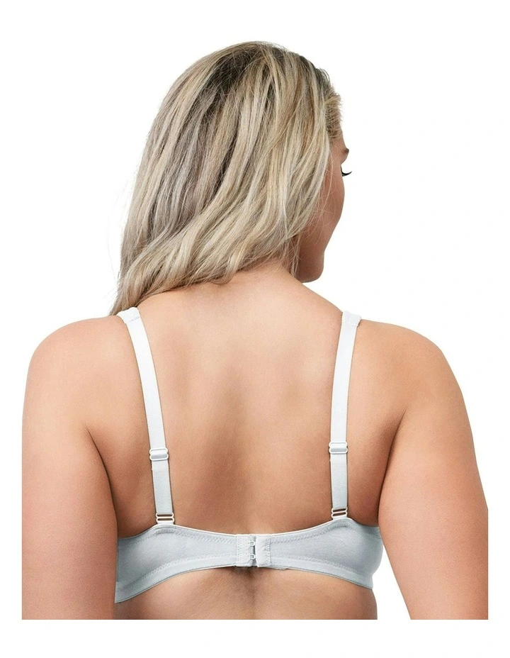 Wide Strap Wirefree Organic Cotton Bra Plus Size in White
