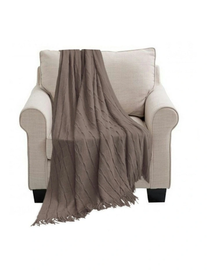 Coffee Textured Knitted Throw in Brown