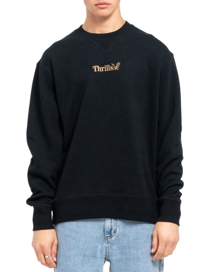 Thrills Workwear Embro Oversize Fit Crew in Black
