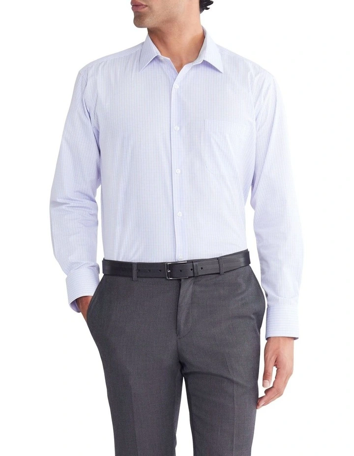 Classic Long Sleeves 2 Col Mini Check Shirt in Lilac