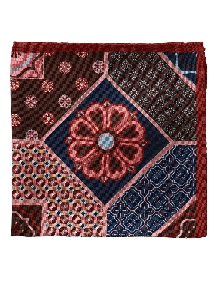 Geo Foulard Silk Pocket Square in Pink