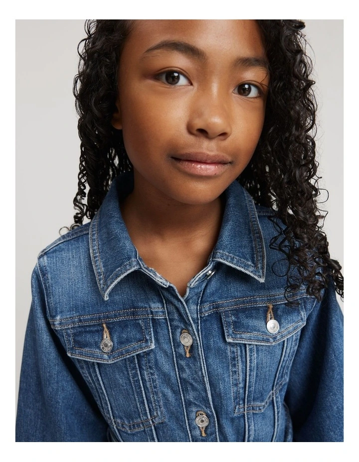 Blouson Denim Mini Dress in Light Wash