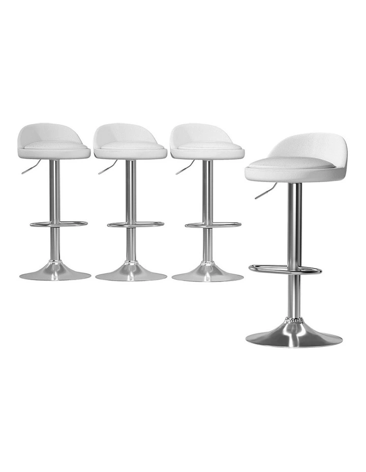 PU Leather Gas Lift Bar Stools x4in White