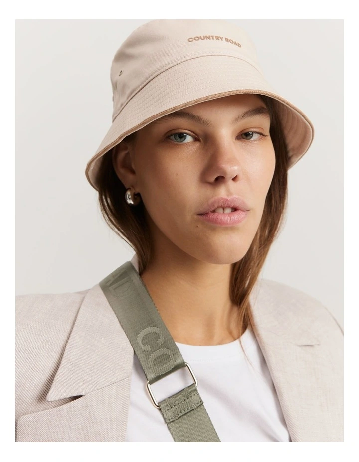 Branded Bucket Hat in Natural