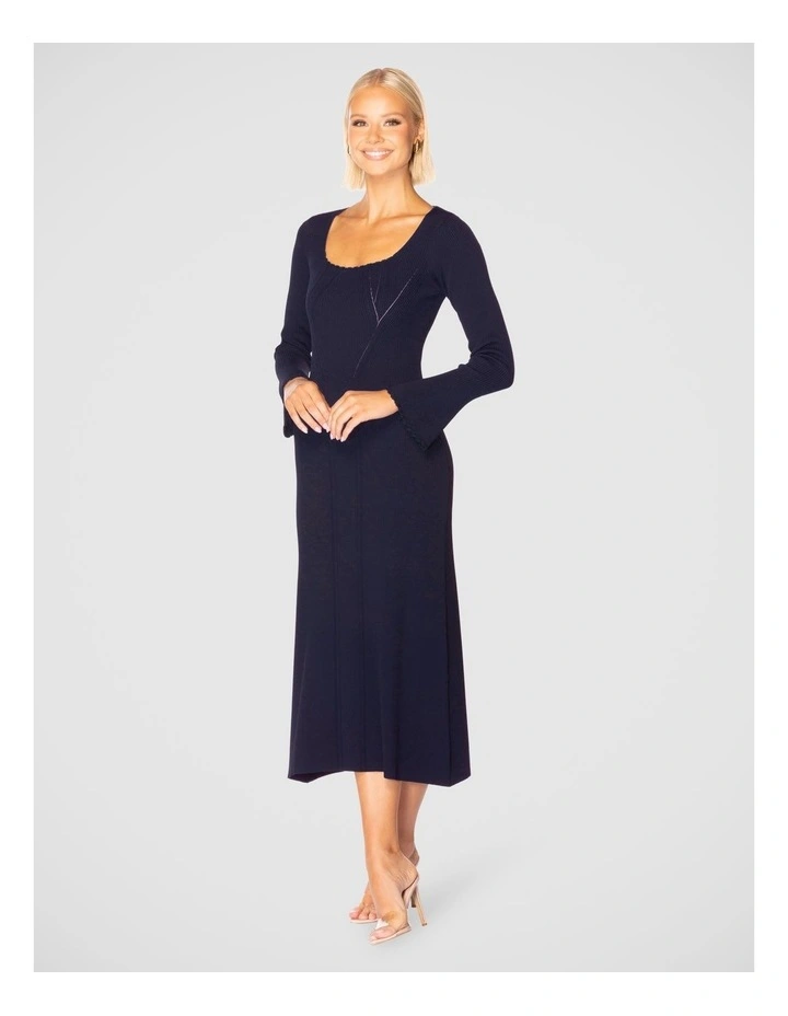 Grecia Knit A-line Dress in Navy