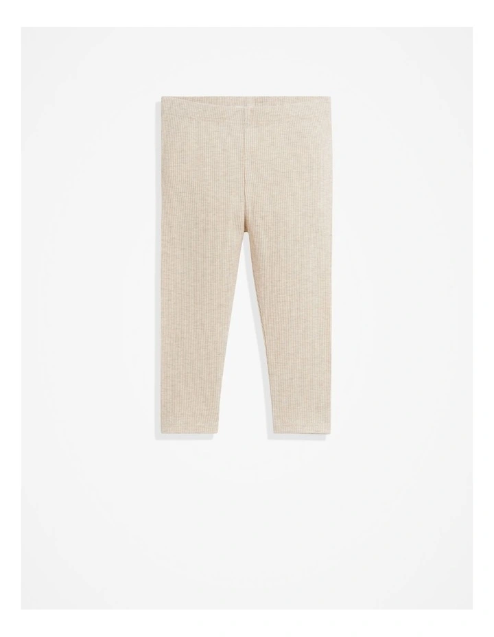Organically Grown Cotton Solid Rib Legging in Oatmeal Marle