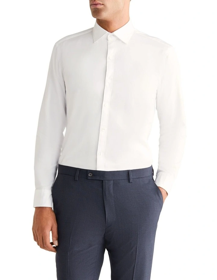 Slim Stretch Poplin Shirt in White