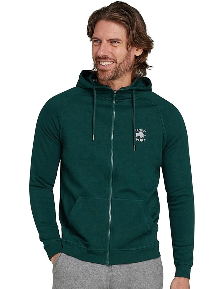 Zip Through Hoodie in Forest