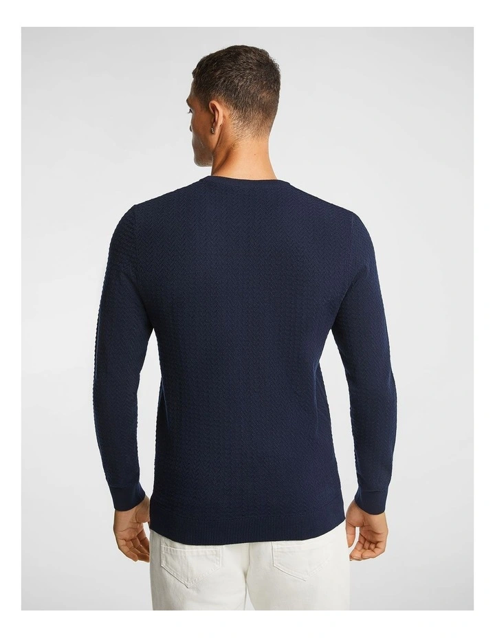 Theo Textured Crew Knitwear in Navy