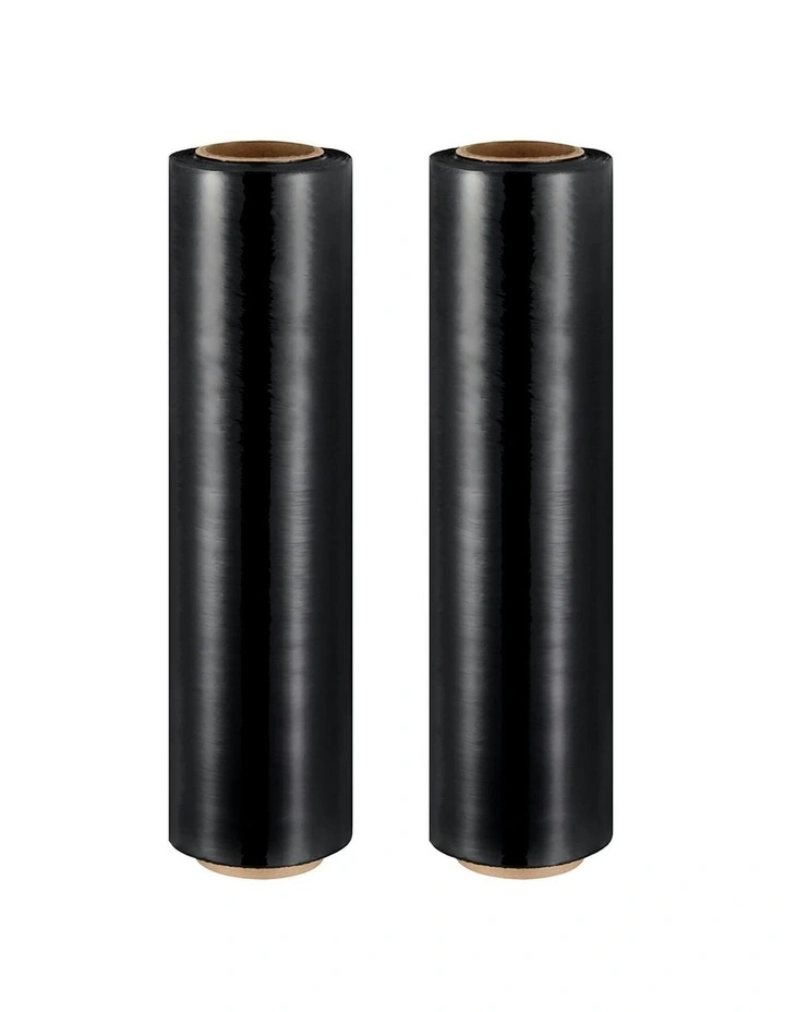 Stretch Film Shrink Wrap Rolls 2Piece 400mx50cm in Black