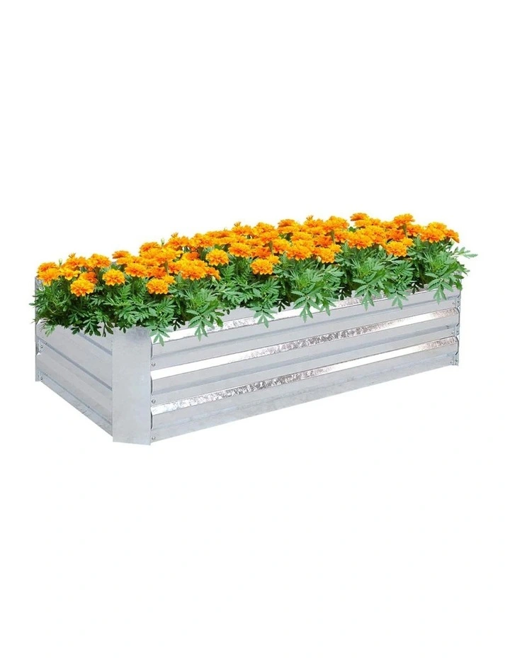 Rectangle Galvanised Raised Garden Bed 120cm Silver