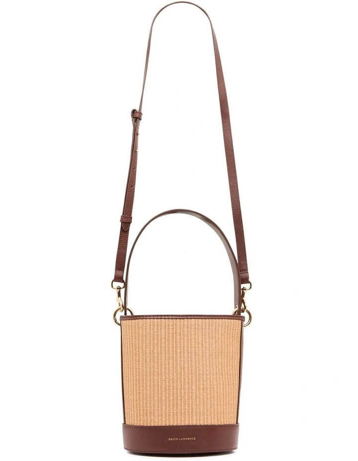 Trinity Raffia Bucket Bag in Ristretto/Tan
