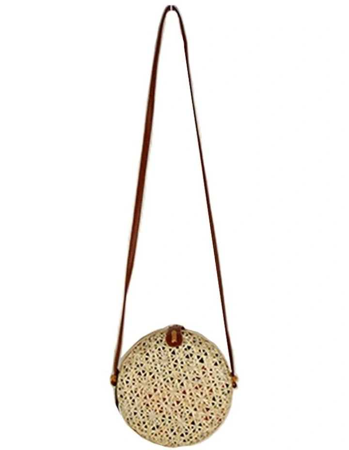 Denise Round Shoulder Sling Bag in Natural
