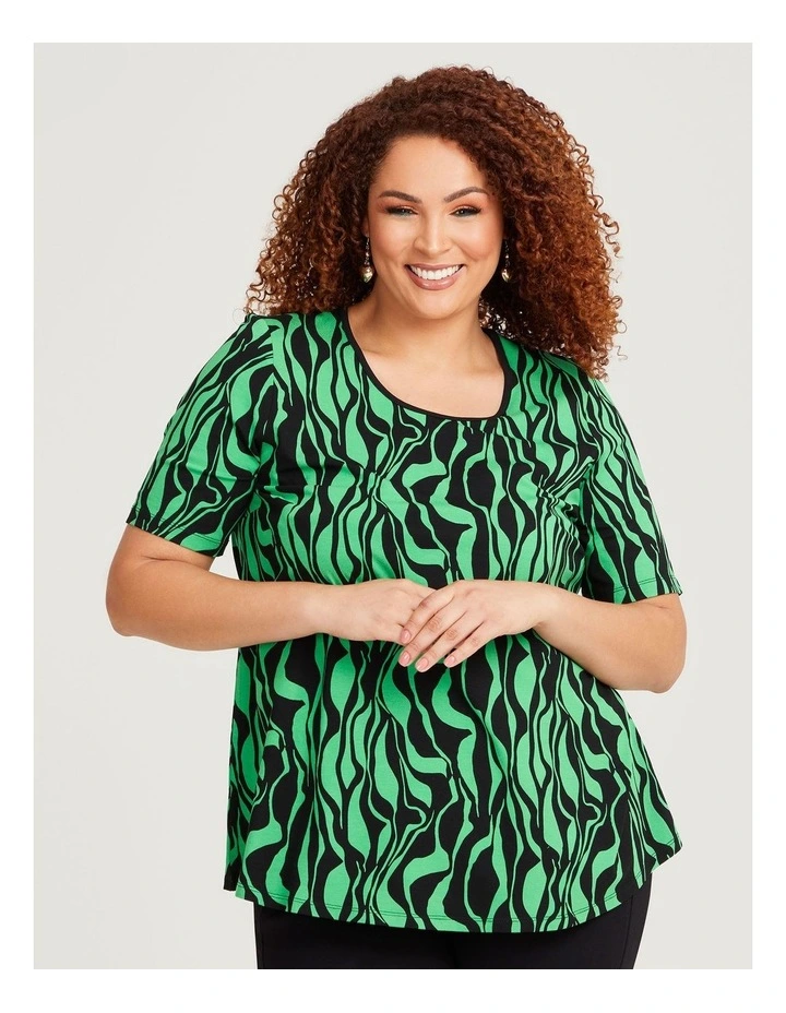 Natural Green Days Geo Top in Print