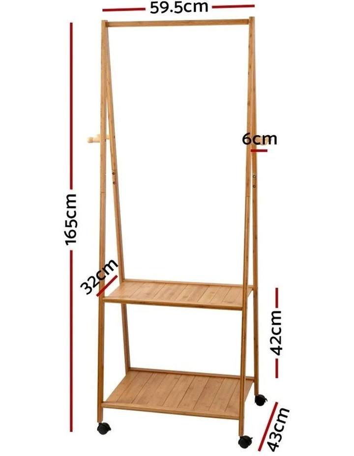 Portable Bamboo Double Shelf Rail