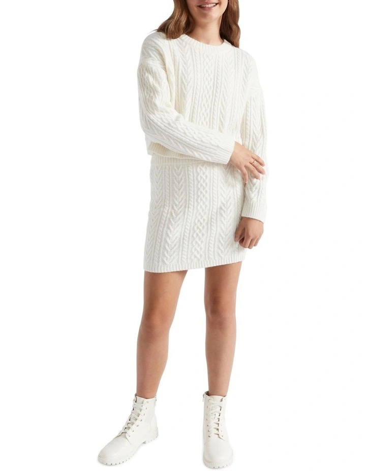 Cable Knit Skirt in Vintage Cream