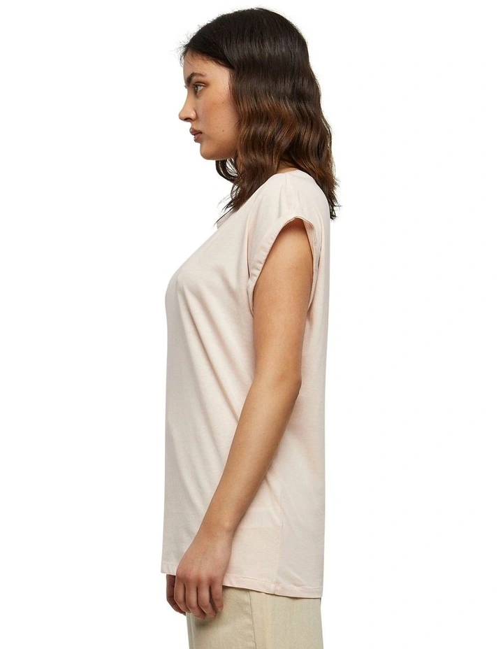 Extended Shoulder Tee in Pink