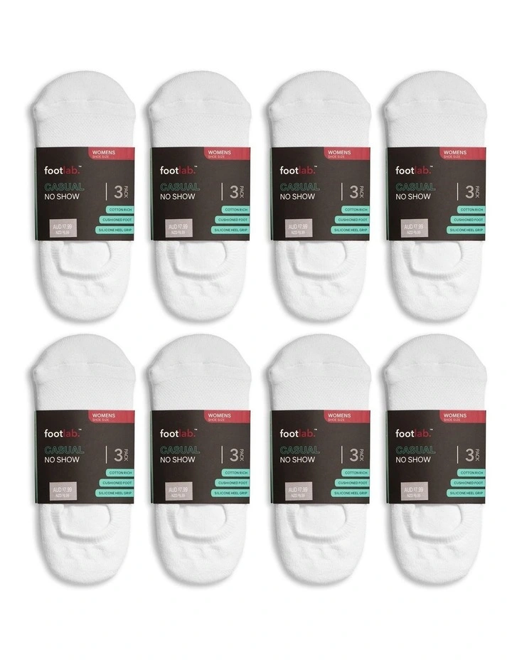 Casual No Show Cushioned Socks (Size 5-8) 24 Pack in White