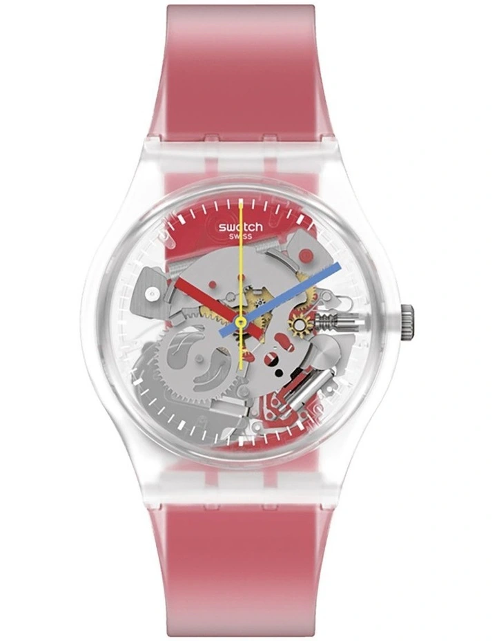 Clearly Stripped Watch in Red