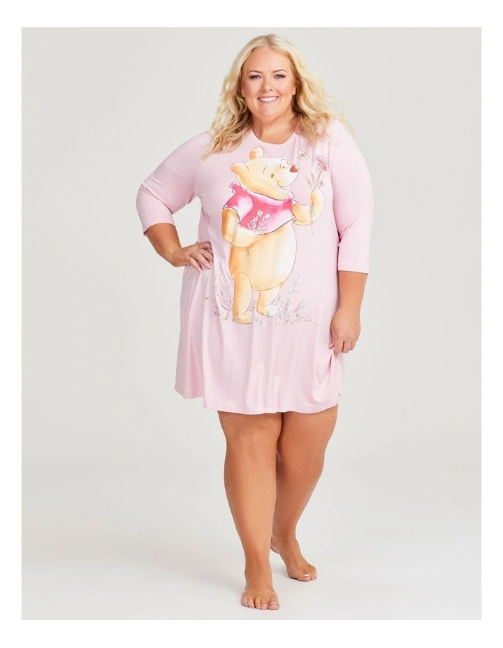 Winnie The Pooh Floral Nightie in Soft Rose