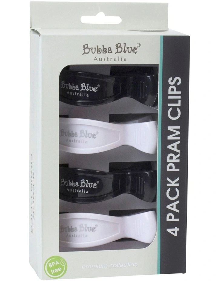 Black/White Pram Clips 4 Pack