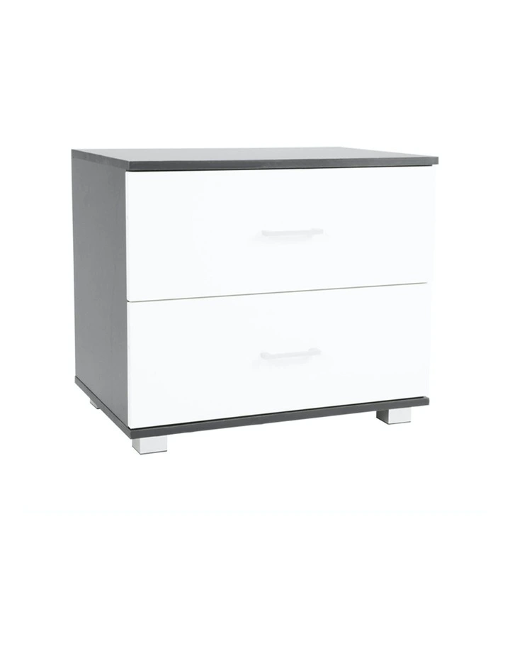 Bedside Table with Drawers MDF Black White