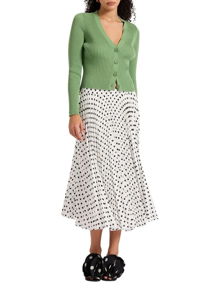 We Can't Spot Pleat Skirt in Ivory/Black