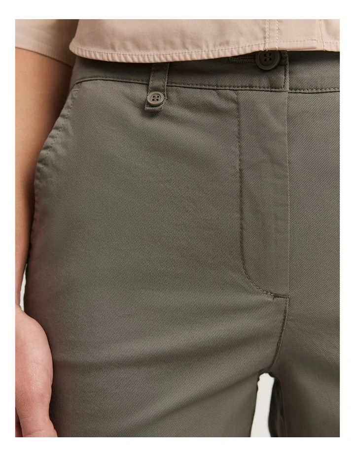 Australian Cotton Twill Walk Short in Khaki