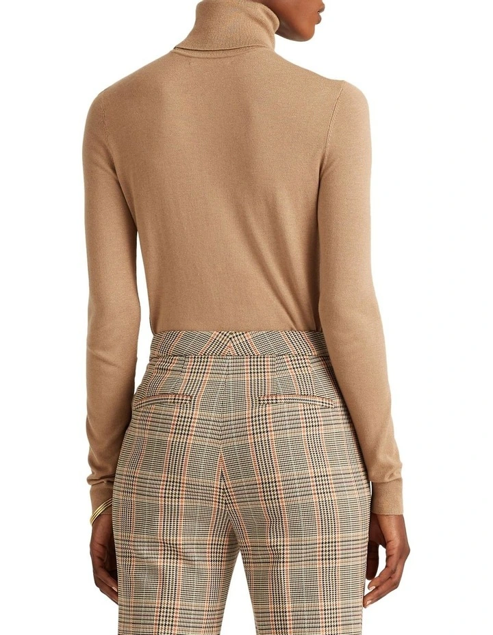 Silk Blend Turtleneck Sweater Beige