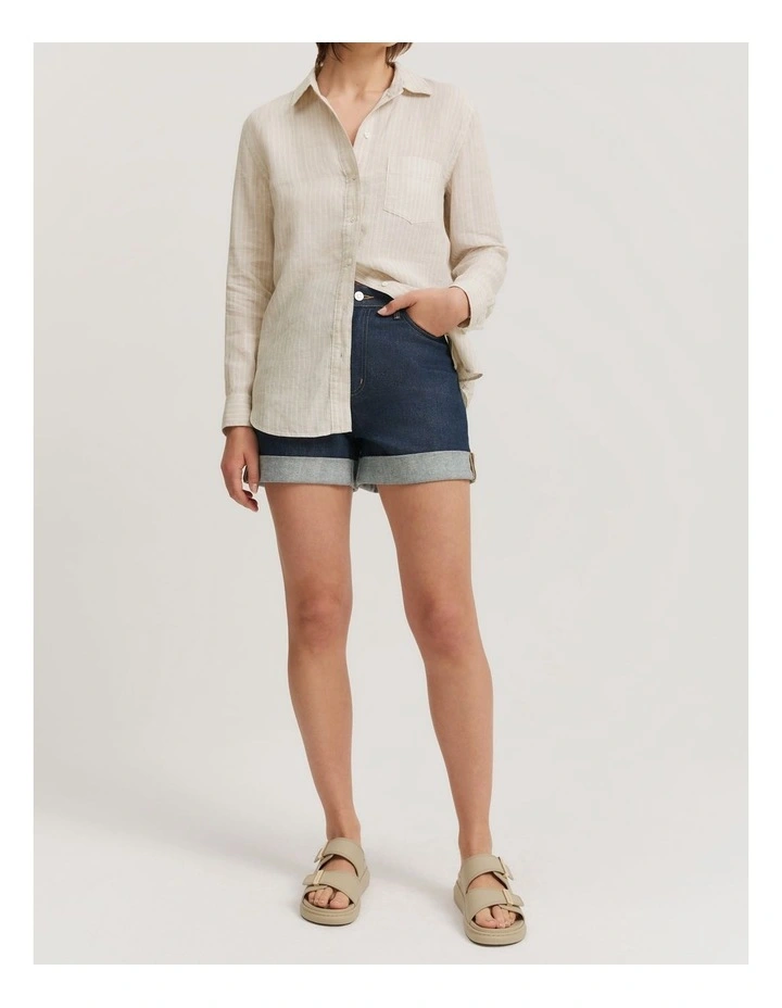 Cuff Detail Short in Raw Denim