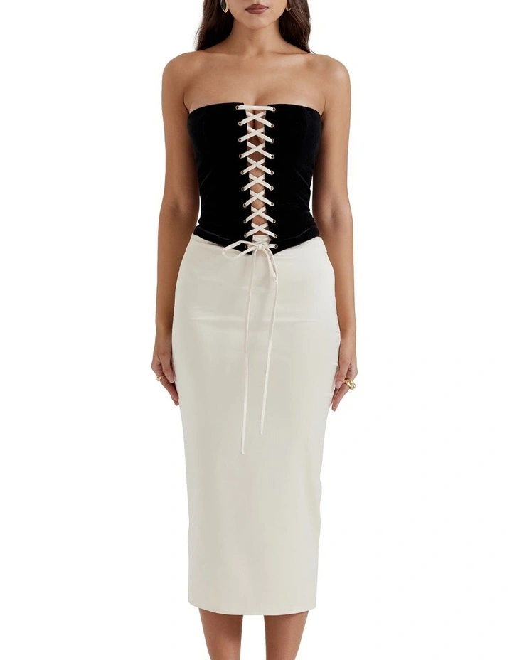 Jania Strapless Corset Dress in Black/Vintage