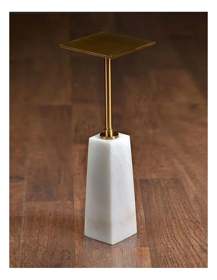 Handmade Marble Side Table in Two Tone