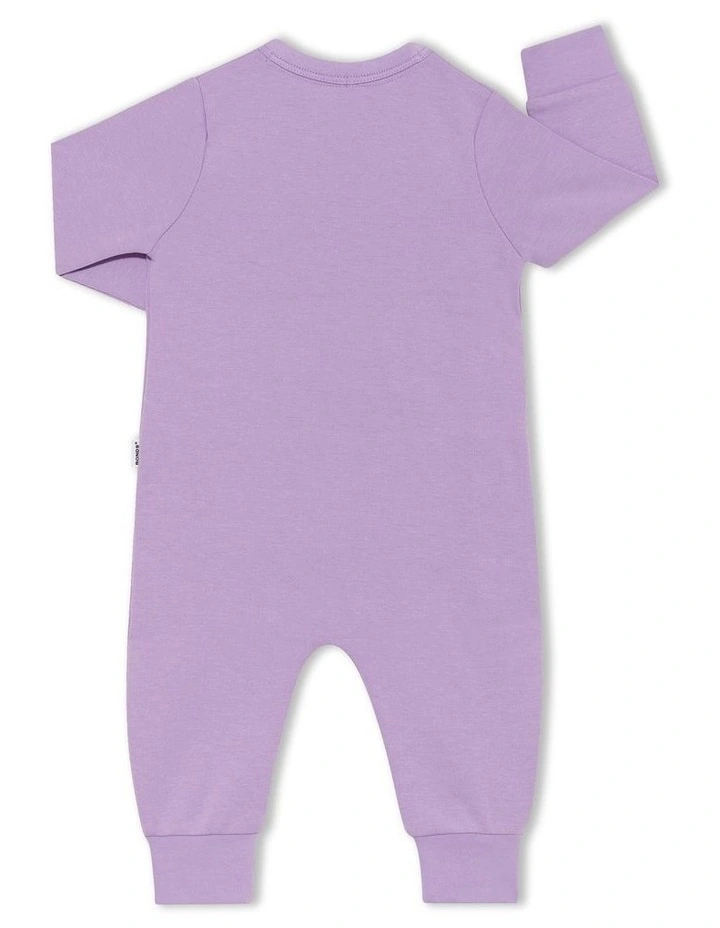 Tech Sweats Zip Wondersuit in Cotton Purple Pansy
