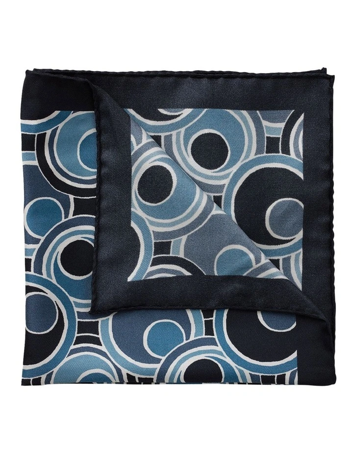 Geometric Silk Pocket Square in Blue
