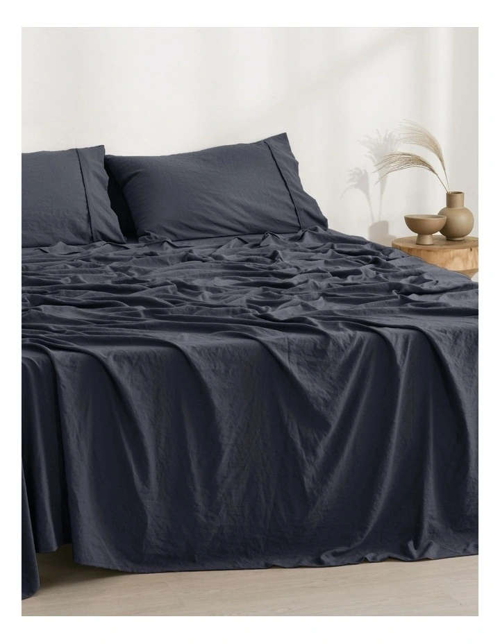 Superfine Washed Microfibre Sheet Set in Navy