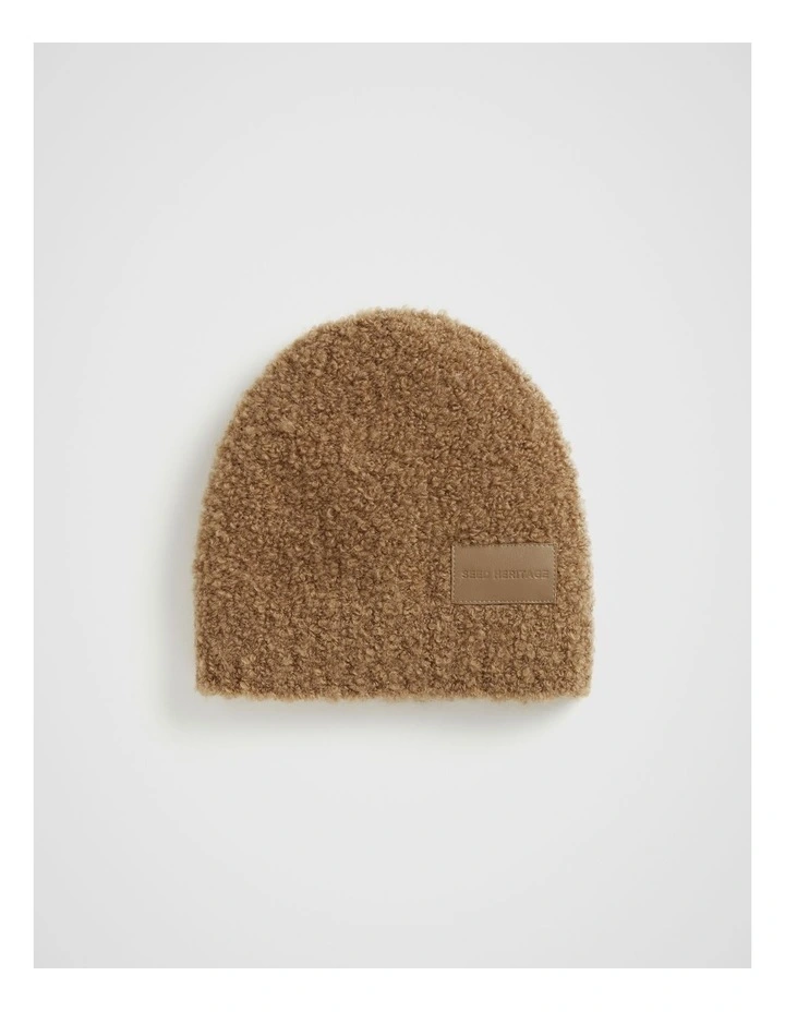 Boucle Logo Detail Beanie in Deep Chai