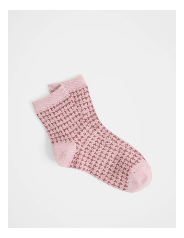 Puppytooth 3/4 Sock in Blush Pink