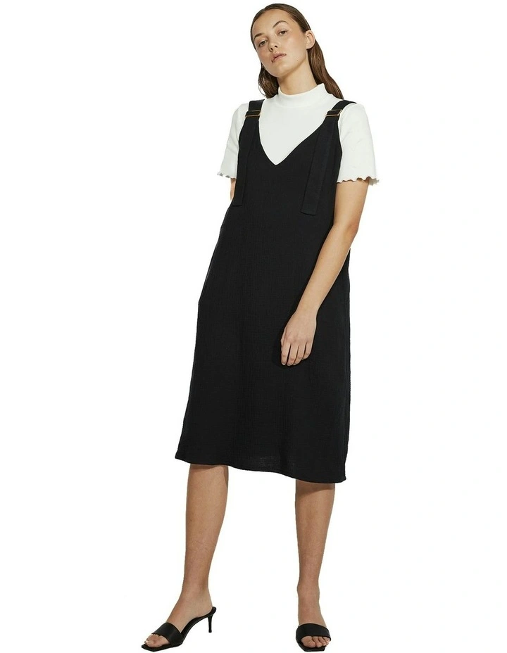 Slide Sleeveless Pinafore Dress in Black