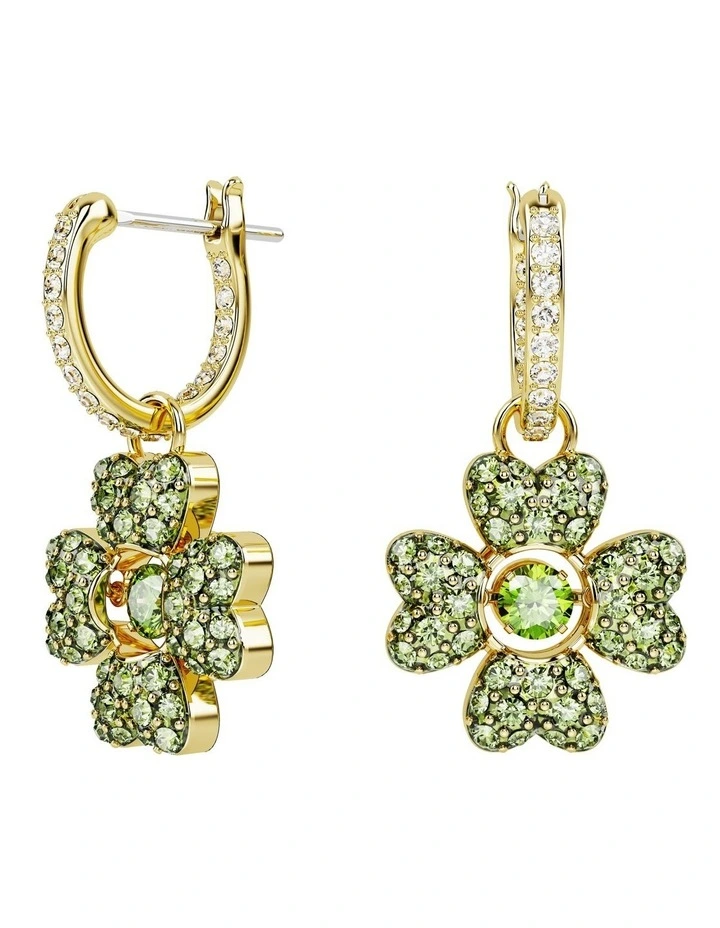 Idyllia Drop Earrings Clover Gold-Tone Plated in Green