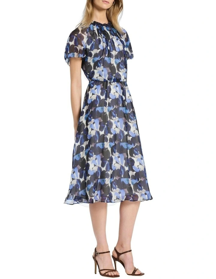 Cherrie Silk Dress in Navy Multi