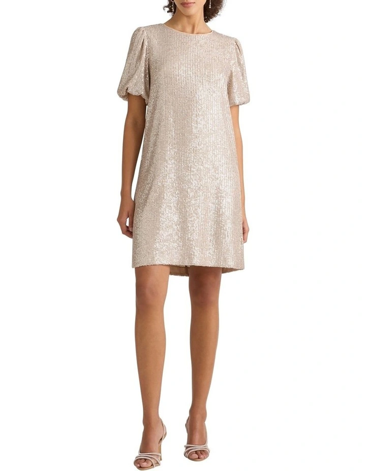 Morley Sequin Mini Dress in Champagne