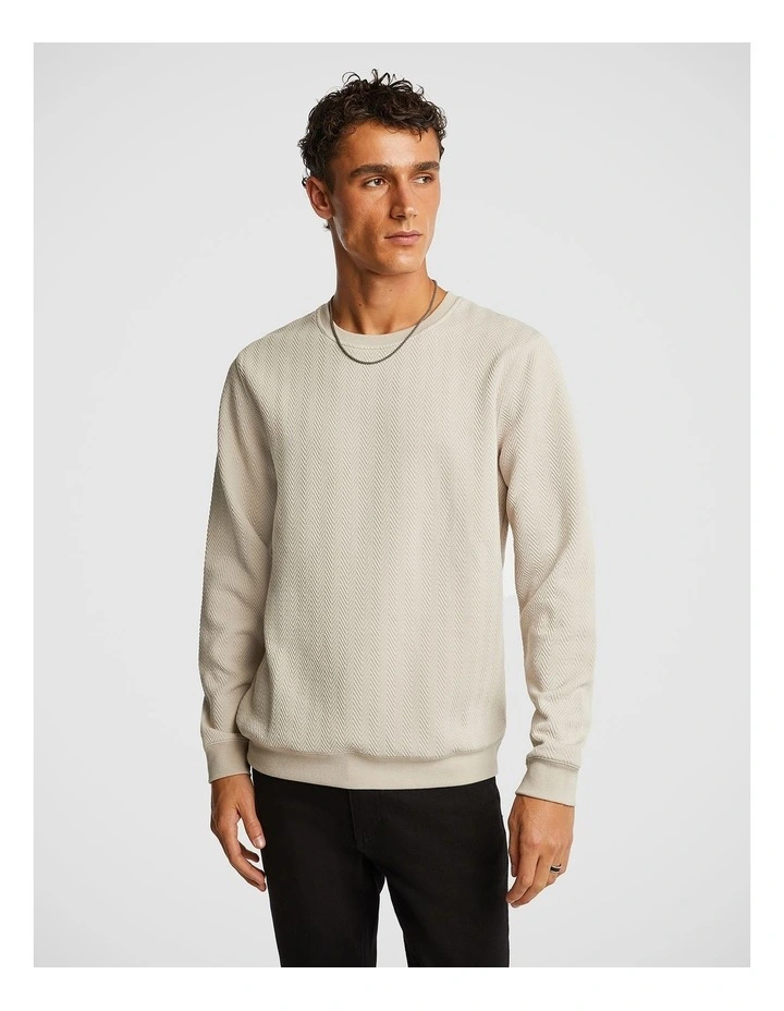 Zig Textured Sweatshirt in Stone